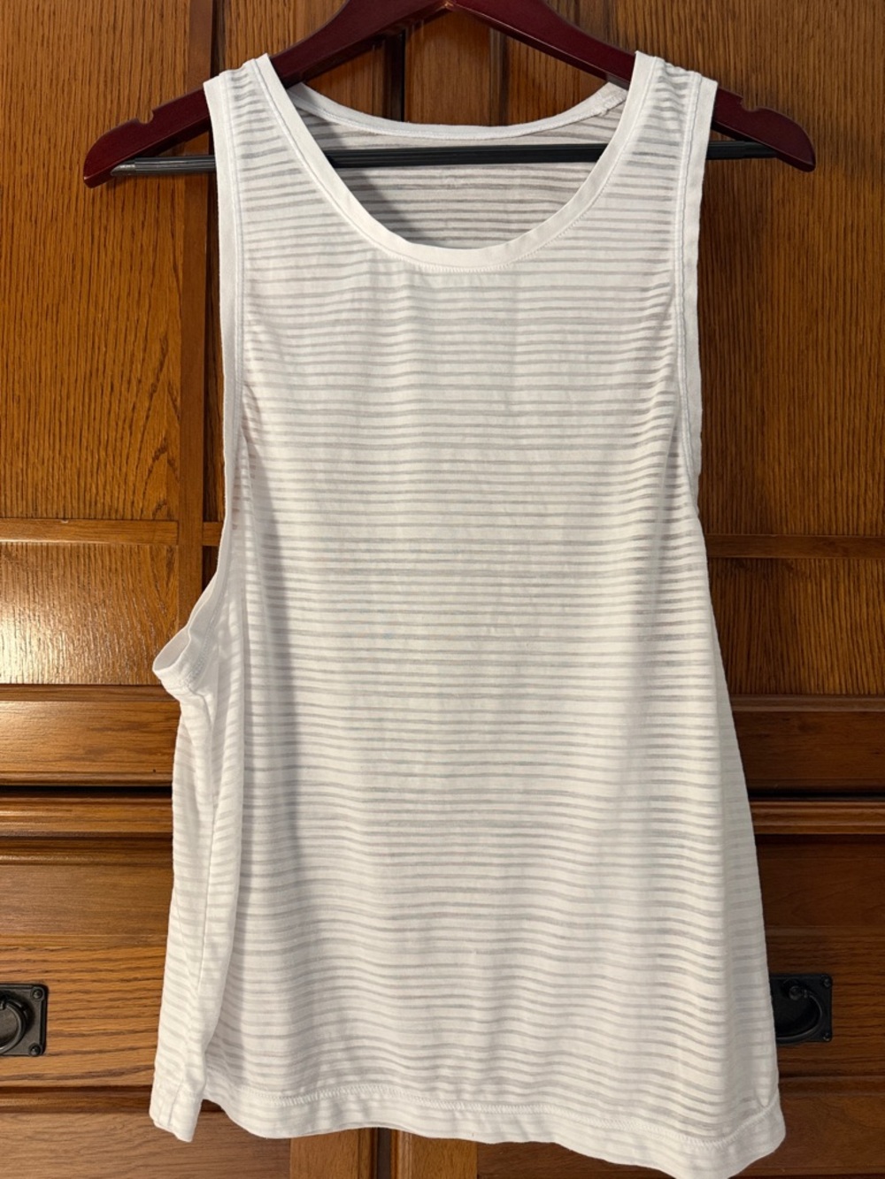 Tangerine Mesh Striped Muscle Tank Top Sheer Racerback Running Gym Cycling
